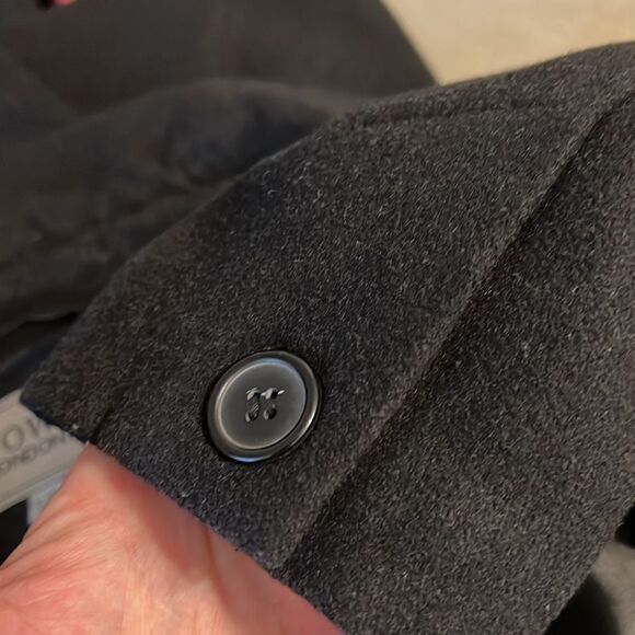 Tower‎ By London Fog Black Wool Blend Button Up Car Coat Size L - Picture 14 of 15